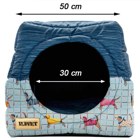 Cama Iglu e Toca Para Cachorro Impermeável Luppet Azul Luppet