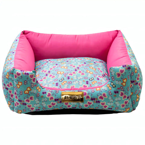 Cama Quadrada para Cachorro ou Gato Luppet Luxo Rosa Borboleta Luppet