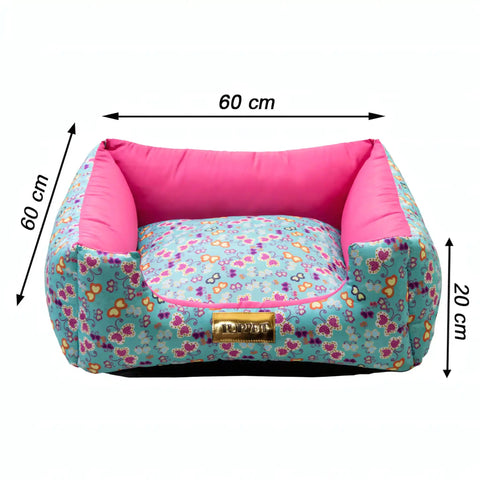 Cama Quadrada para Cachorro ou Gato Luppet Luxo Rosa Borboleta Luppet