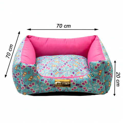 Cama Quadrada para Cachorro ou Gato Luppet Luxo Rosa Borboleta Luppet