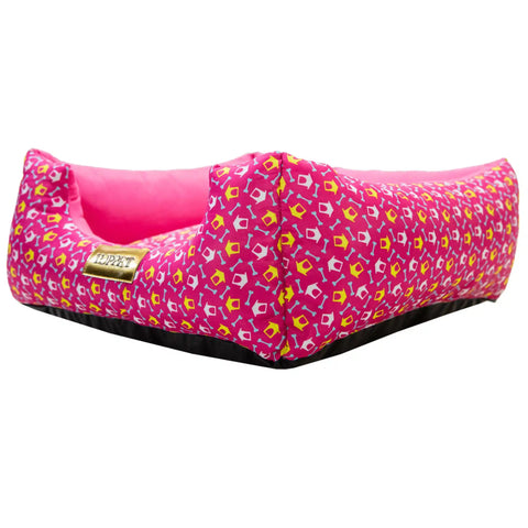 Cama Quadrada para Cachorro ou Gato Luppet Luxo Rosa Ossinho Luppet