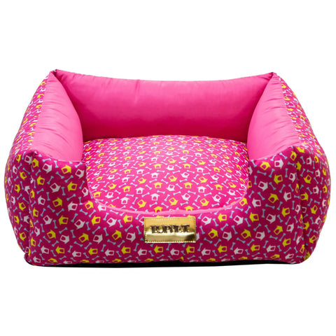 Cama Quadrada para Cachorro ou Gato Luppet Luxo Rosa Ossinho Luppet