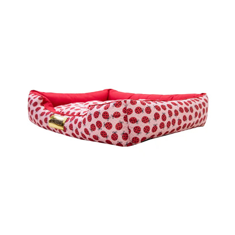 Cama Retangular para Cachorro Luppet Luxo Vermelho Joaninhas Luppet