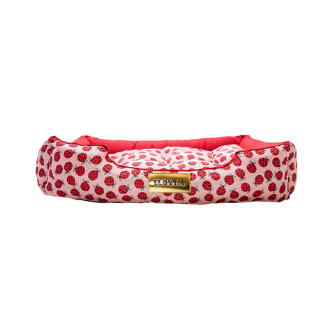 Cama Retangular para Cachorro Luppet Luxo Vermelho Joaninhas Luppet