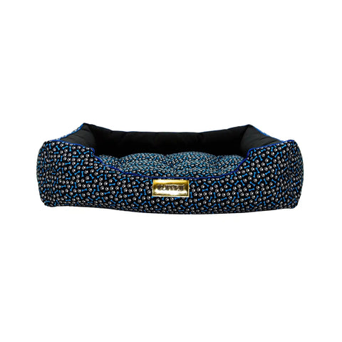 Cama Retangular para Cachorro Luppet Luxo Preto Ossinhos Luppet