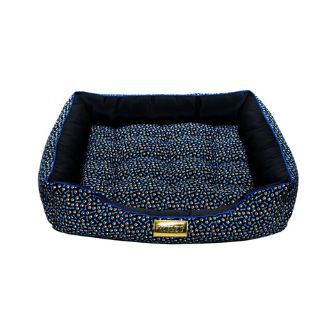 Cama Retangular para Cachorro Luppet Luxo Preto Ossinhos Luppet