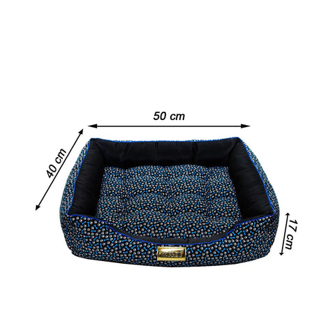 Cama Retangular para Cachorro Luppet Luxo Preto Ossinhos Luppet