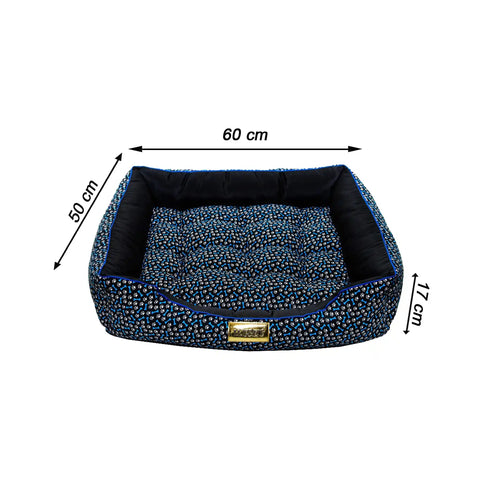 Cama Retangular para Cachorro Luppet Luxo Preto Ossinhos Luppet