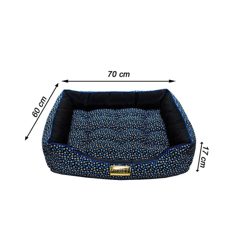 Cama Retangular para Cachorro Luppet Luxo Preto Ossinhos Luppet