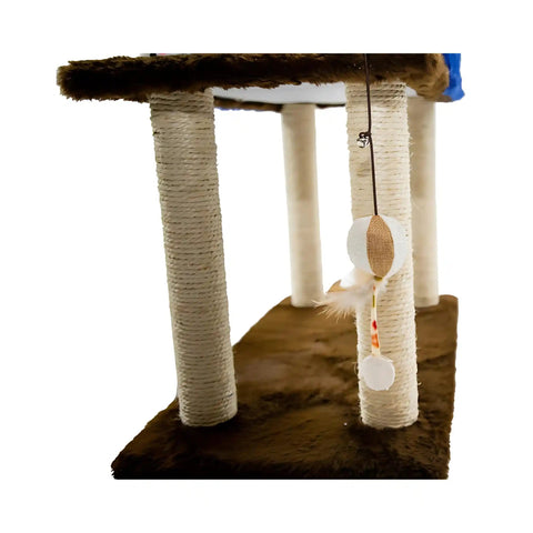 Casinha Gato Arranhador Azul Marrom Sustentável Luppet 4 em 1 Luppet