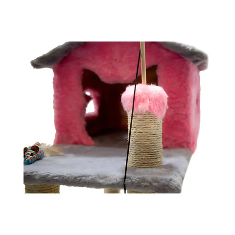 Casinha Gato Arranhador Rosa Cinza Sustentável Luppet 4 em 1 Luppet
