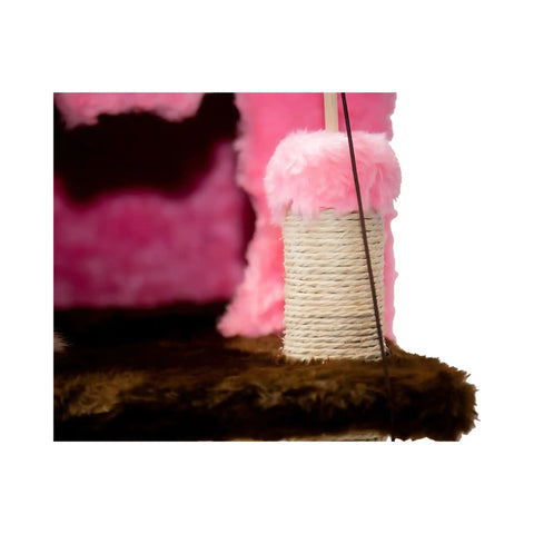 Arranhador Casa e Toca Rosa Marrom Sustentável Luppet 4 em 1 Luppet