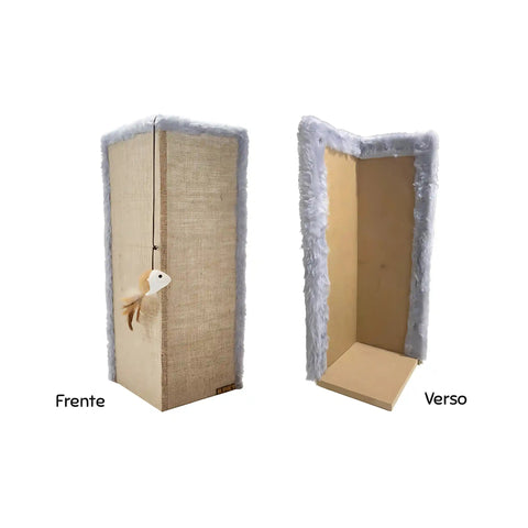 Kit Com 2 Arranhadores Para Gatos Canto de Sofá Sustentável Luppet Cinza Luppet