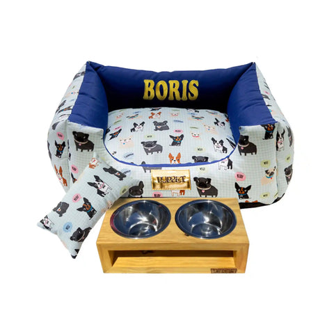 Kit Enxoval 3-in-1 para pet Impermeavel Luppet Azul Cachorrinho Luppet