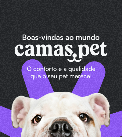Banner de boas-vindas ao mundo da Camas.pet, apresentando a nossa curadoria de camas para pet que oferecem o máximo em conforto e qualidade para seu cachorro ou gato.