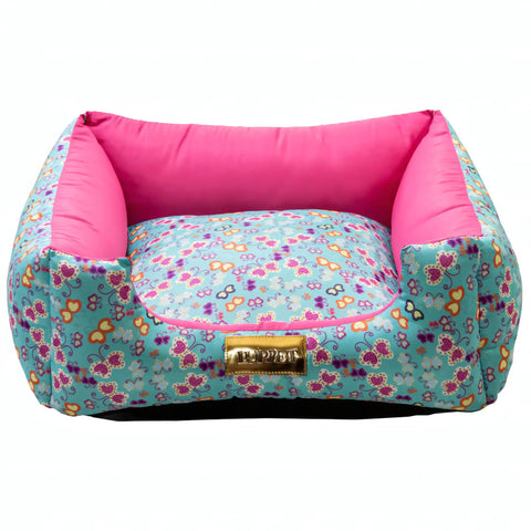 Cama Luxo Rosa Borboleta Luppet para cães e gatos. Microfibra impermeável, 3 tamanhos. Garantia 60 dias + frete!