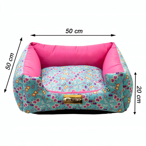 Cama Luxo Rosa Borboleta Luppet para cães e gatos. Microfibra impermeável, 3 tamanhos. Garantia 60 dias + frete!