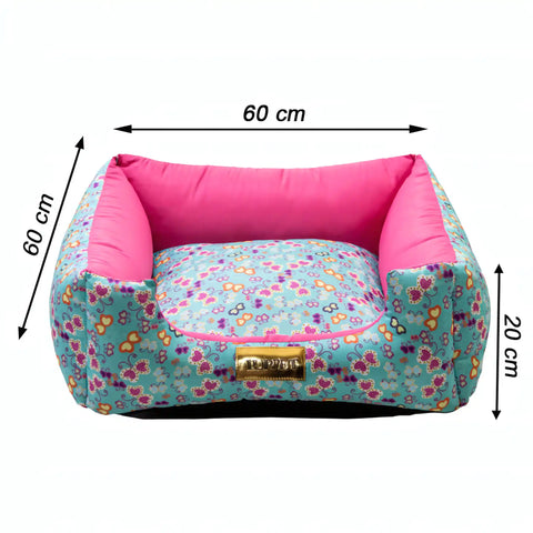 Cama Luxo Rosa Borboleta Luppet para cães e gatos. Microfibra impermeável, 3 tamanhos. Garantia 60 dias + frete!