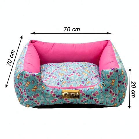 Cama Luxo Rosa Borboleta Luppet para cães e gatos. Microfibra impermeável, 3 tamanhos. Garantia 60 dias + frete!
