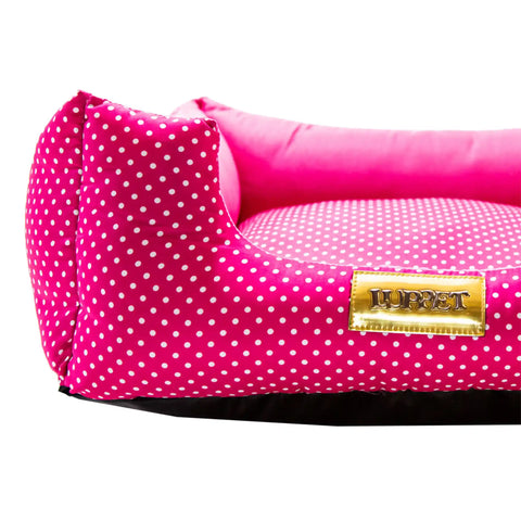 Cama Luxo Rosa Luppet para cães e gatos. Microfibra semi-impermeável, 3 tamanhos. Garantia 60 dias + frete grátis!