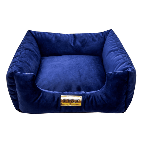 Cama Suede Azul Luppet para cães e gatos. Elegante, impermeável, 3 tamanhos. Garantia 60 dias + frete grátis!