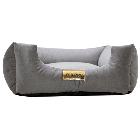 Cama Suede Cinza Luppet para cães e gatos. Elegante, impermeável, 3 tamanhos. Garantia 60 dias + frete grátis!