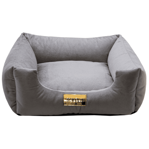 Cama Suede Cinza Luppet para cães e gatos. Elegante, impermeável, 3 tamanhos. Garantia 60 dias + frete grátis!