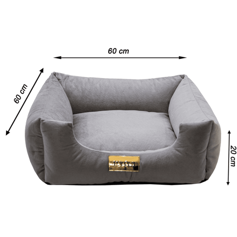 Cama Suede Cinza Luppet para cães e gatos. Elegante, impermeável, 3 tamanhos. Garantia 60 dias + frete grátis!