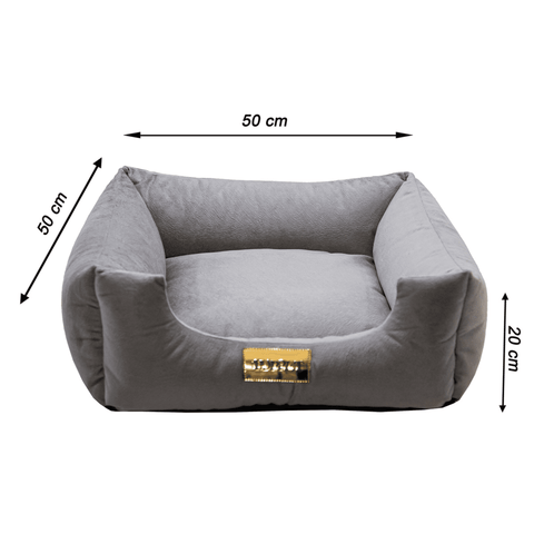 Cama Suede Cinza Luppet para cães e gatos. Elegante, impermeável, 3 tamanhos. Garantia 60 dias + frete grátis!