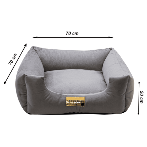Cama Suede Cinza Luppet para cães e gatos. Elegante, impermeável, 3 tamanhos. Garantia 60 dias + frete grátis!