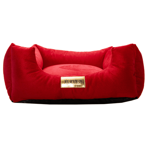 Cama Suede Vermelha Luppet para cães e gatos. Elegante, impermeável, 3 tamanhos. Garantia 60 dias + frete grátis!