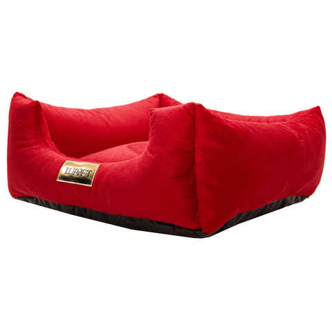 Cama Suede Vermelha Luppet para cães e gatos. Elegante, impermeável, 3 tamanhos. Garantia 60 dias + frete grátis!