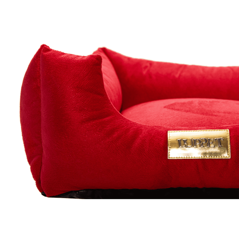 Cama Suede Vermelha Luppet para cães e gatos. Elegante, impermeável, 3 tamanhos. Garantia 60 dias + frete grátis!