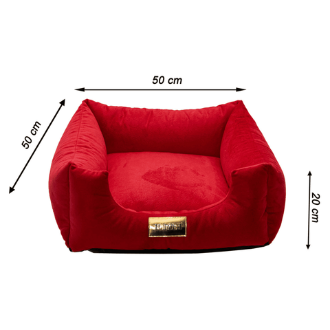 Cama Suede Vermelha Luppet para cães e gatos. Elegante, impermeável, 3 tamanhos. Garantia 60 dias + frete grátis!