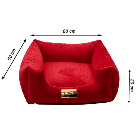 Cama Suede Vermelha Luppet para cães e gatos. Elegante, impermeável, 3 tamanhos. Garantia 60 dias + frete grátis!