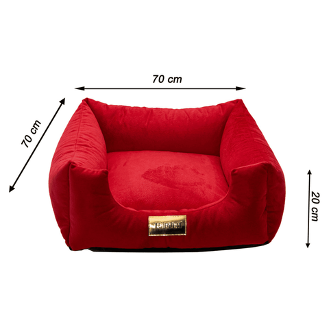 Cama Suede Vermelha Luppet para cães e gatos. Elegante, impermeável, 3 tamanhos. Garantia 60 dias + frete grátis!