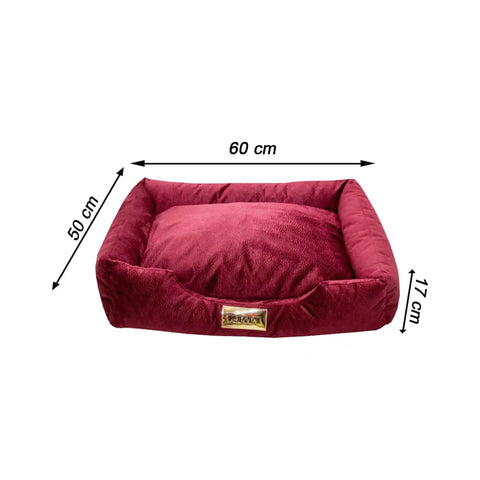 Cama em Suede Bordô para cães e gatos. Conforto superior e design elegante para seu pet. Compre já!